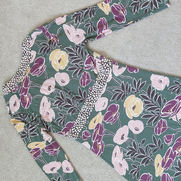 VGUC Boden green floral print v-neck midi dress with long sleeves - Picture 6 of 6